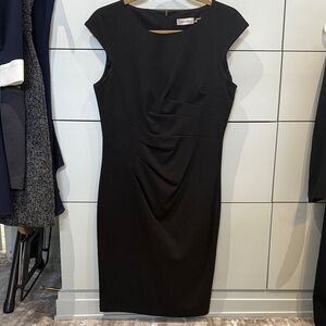 Calvin Klein Black Draped Midi Dress